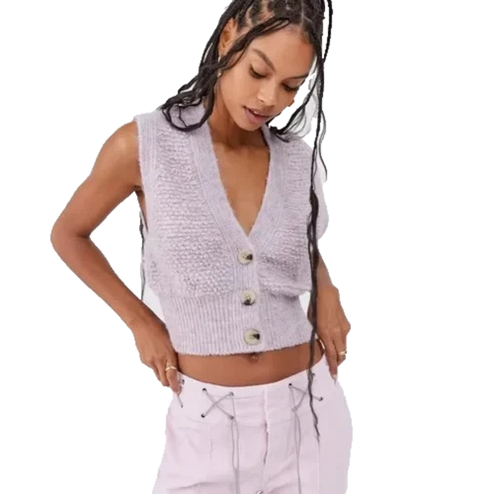Urban Outfitters Purple Pastel Chunky Preppy Cropped Grandpacore Sweater Vest M